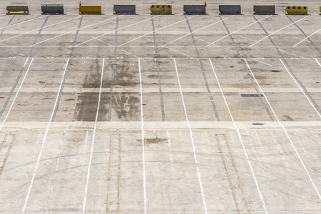Empty parking at the loading dock of the port of Barcelona, Catalonia, Spainの写真素材