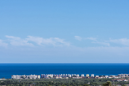 Blocks of flats on the Mediterranean coast in Catalonia, Spainの写真素材