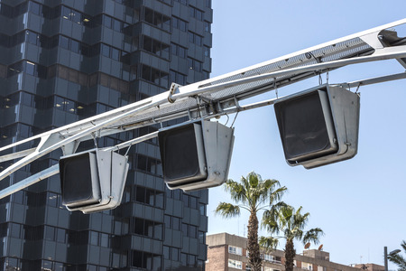 Information panel and speed control on a street in Barcelona, Catalonia, Spain
