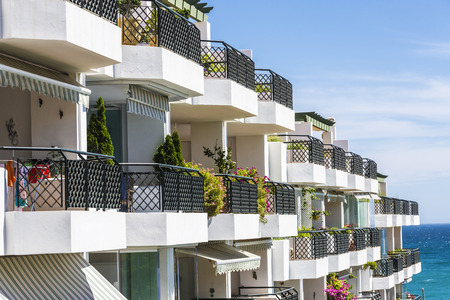 Apartments on the seafront in the Costa del Sol, Andalusia, Spainのeditorial素材