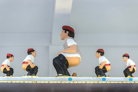 Barcelona, Spain - December 19, 2014: Santa Llucia Fair is a Christmas market items where a significant figure is the Caganer, typical figure Catalan manger. This figure represents someone defecating, now you also put faces of famous people.のeditorial素材