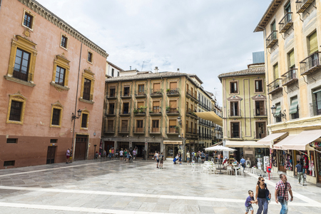 Granada, Spain - August 11, 2015: Square in front of the cathedral in the old town of Granadaのeditorial素材