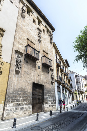 Granada, Spain - August 12, 2015: Street in the old town of Granadaのeditorial素材