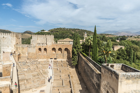 Granada, Spain - August 11, 2015: Fortress and palace of the Alhambra in Granada, Andalusia.のeditorial素材