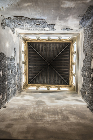 Inside a tower in the fortress and palace of the Alhambra in Granada, Andalusia, Spain.のeditorial素材