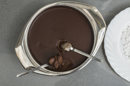 Ready to prepare chocolate truffles in the kitchenの写真素材