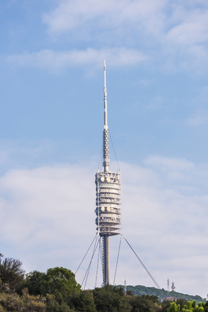 Barcelona, Spain - October 17, 2015: Collserola Tower is a telecommunications tower designed by Norman Foster in Barcelona, Catalonia, Spainのeditorial素材