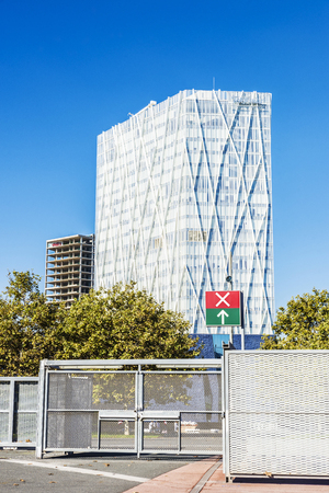 Barcelona, Spain - October 31, 2015: Telefonica Headquarters located in the 22 district of Barcelona. This new building is known as Torre Telefonica Diagonal Zeroのeditorial素材