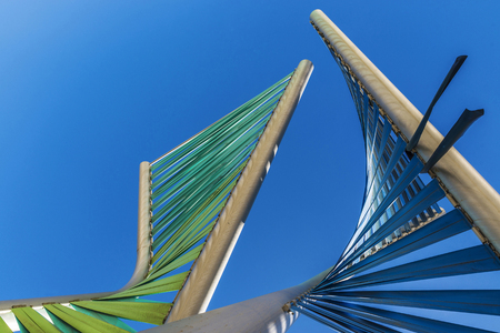 Barcelona, Spain - October 31, 2015: Sculpture spiral to provide shade in a park in Barcelona, Catalonia, Spainのeditorial素材