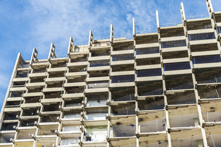 Remodeling of an office skyscraper in a block of flats in Barcelona, Catalonia, Spainの写真素材