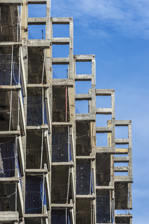 Remodeling of an office skyscraper in a block of flats in Barcelona, Catalonia, Spainの写真素材
