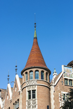 Casa de les Punxes (The Punxes house) in Barcelona, Catalonia, Spainの写真素材