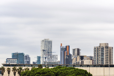 Barcelona, Spain - October 4, 2015: Skyline of the area called Diagonal Zero highlighting the Princess hotel and the building of Telefonicaのeditorial素材