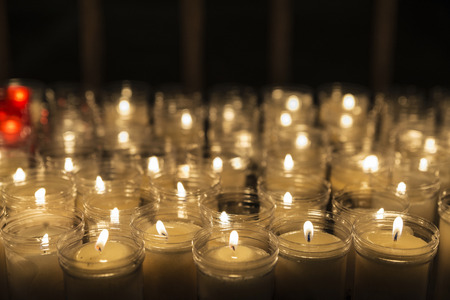 Candles in a church in Tarragona, Catalonia, Spainの写真素材