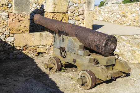 Old cannon in the fortress of Tarragona, Catalonia, Spainのeditorial素材