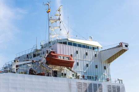 Control tower of a white cargo ship, Spainの写真素材