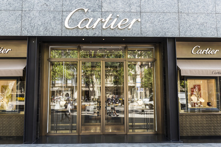 Barcelona, Spain - May 25, 2016: Cartier shop located on Passeig de Gracia, one of the most expensive streets in Europe.のeditorial素材