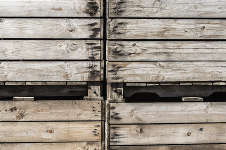 Heap of old wooden boxes for storing fruit in Spainの写真素材