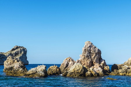 Barren rocks of the Medes islands at the Costa Brava, Girona, Catalonia, Spainの写真素材