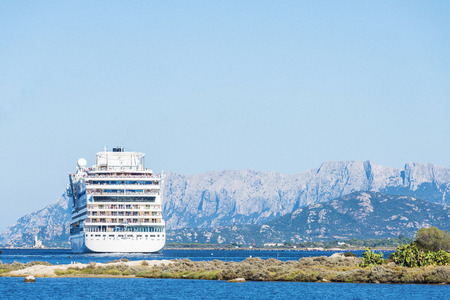 Cruise sailing from the port of Olbia in Sardinia, Italyの写真素材