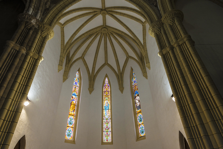 Altar of the church of San Pedro Ad vincula in Cobreces, Cantabria, Spainのeditorial素材