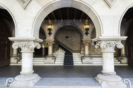 Barcelona, Spain - May 25, 2016: Entrance of an old classic building in Barcelona, Catalonia, Spainのeditorial素材