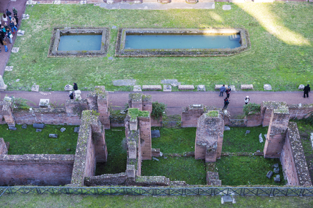 View of the roman ruins of the Palatino in Rome, Italyの写真素材