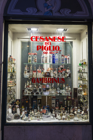 Rome, Italy - December 29, 2016: Liquor store in the historical center of Rome, Italyのeditorial素材