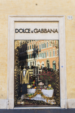 Rome, Italy - January 1, 2017: Dolce Gabbana shop located on Piazza di Spagna, near Via Condotti, one of the most exclusives streets in Europe.のeditorial素材