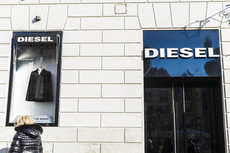 Rome, Italy - January 1, 2017: Diesel shop located on Piazza di Spagna, near Via Condotti, one of the most exclusives streets in Europe.のeditorial素材
