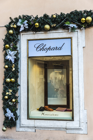 Rome, Italy - January 1, 2017: Chopard shop located on Piazza di Spagna, near Via Condotti, one of the most exclusives streets in Europe.のeditorial素材