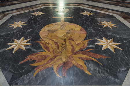 Rome, Italy - January 3, 2017: Marble floor decorated of basilica of St. Mary of the Angels and the Martyrs (Santa Maria degli Angeli e dei Martiri) in Rome, Italyのeditorial素材