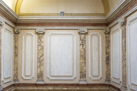 Decorated marble wall inside a convent of Certosini next to the thermal baths of Diocleziano in Rome, Italyの写真素材