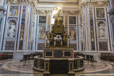 Interior of the Basilica di Santa Maria Maggiore (Basilica of Saint Mary Major) in Rome, Italy.のeditorial素材