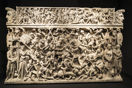 Rome, Italy - January 3, 2017: The Portonaccio sarcophagus is a ancient Roman sarcophagus in Rome, Italyのeditorial素材