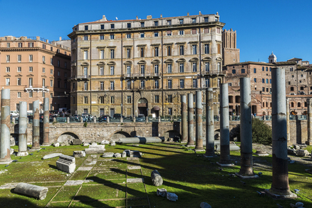 View of roman ruins in the historical center of Rome, Italyの写真素材