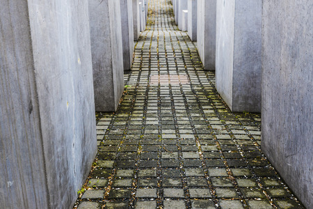 Berlin, Germany - April 12, 2017: The Memorial to the Murdered Jews of Europe, also known as the Holocaust Memorial (German: Holocaust-Mahnmal), is a memorial to the Jewish victims of the Holocaust in Berlin, Germanyのeditorial素材