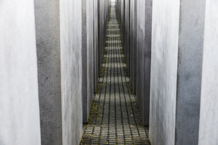 Berlin, Germany - April 12, 2017: The Memorial to the Murdered Jews of Europe, also known as the Holocaust Memorial (German: Holocaust-Mahnmal), is a memorial to the Jewish victims of the Holocaust in Berlin, Germanyのeditorial素材