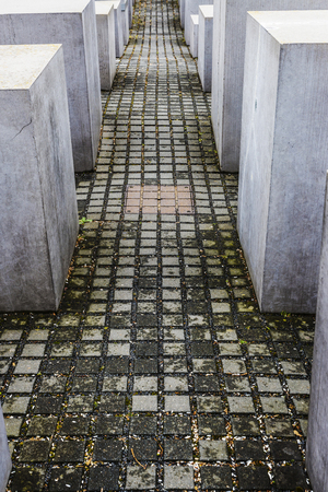 Berlin, Germany - April 12, 2017: The Memorial to the Murdered Jews of Europe, also known as the Holocaust Memorial (German: Holocaust-Mahnmal), is a memorial to the Jewish victims of the Holocaust in Berlin, Germanyのeditorial素材