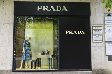 Dusseldorf, Germany - April 16, 2017: Prada store located in a modern building in Dusseldorf,...