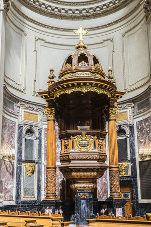 Berlin, Germany - April 13, 2017: Oratory of the Berlin Cathedral (Berliner Dom) of Neobaroque style in Berlin, Germany.のeditorial素材