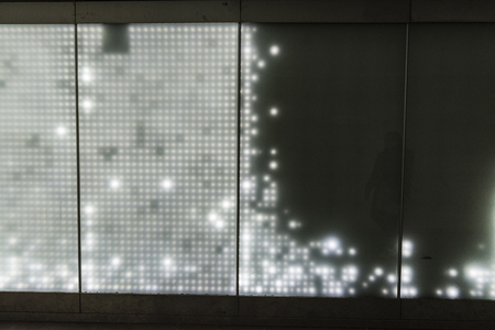 Tunnel illuminated for the passage of people in Berlin, Germanyの写真素材
