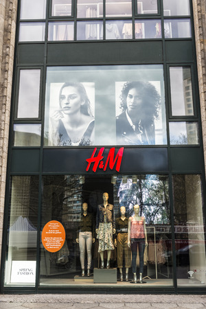 Berlin, Germany - April 14, 2017: HM shop in the center of Berlin, Germanyのeditorial素材