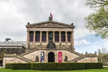 Berlin, Germany - April 13, 2017: Alte Nationalgalerie (Old National Gallery) of Berlin in Museum Island with people walking around in Berlin, Germany.のeditorial素材