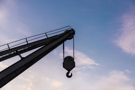 Hook of a crane against the sky in Dusseldorf, Germanyの写真素材