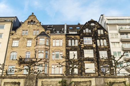 Facade of classic houses in Dusseldorf, Germanyの写真素材