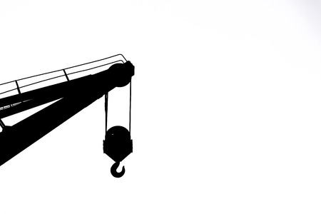Hook of a crane in black and white in Dusseldorf, Germanyの写真素材
