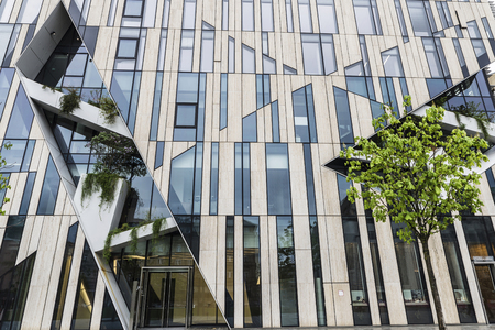 Dusseldorf, Germany - April 16, 2017: Facade of a modern building in Dusseldorf, Germanyのeditorial素材