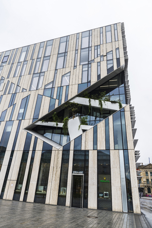 Dusseldorf, Germany - April 16, 2017: Facade of a modern building with a Rolex watch shop in Dusseldorf, Germanyのeditorial素材