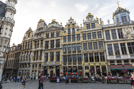 Brussels, Belgium - August 26, 2017: View of the Grand Place with people walking around in Brussels, Belgiumのeditorial素材